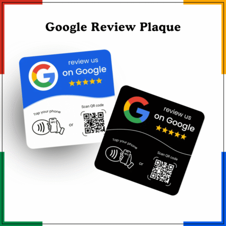 Review Us on Google – NFC & QR Code Display Plaque - Blue and Black
