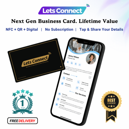 Next Gen NFC Business Card with QR Code & Digital profile - Matt Black - Name+QR